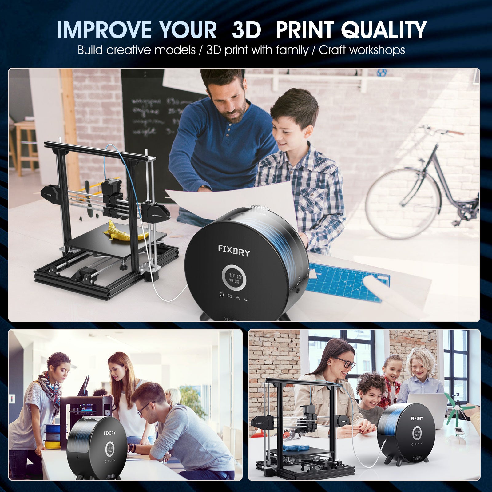 FIXDRY 3D tiskárna filamentový sušák s dotykovou obrazovkou NT2